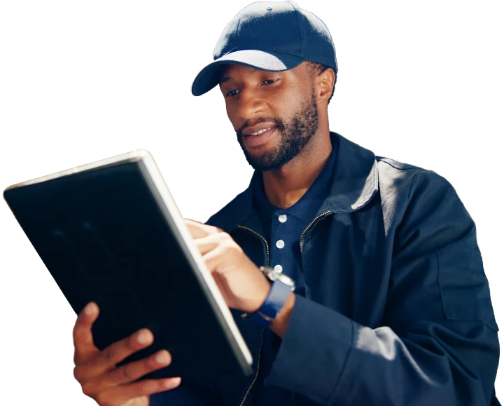 A freight forwarder uses Exfresso on his tablet